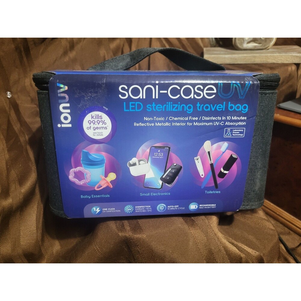 Tzumi, IONUV Sani-Case, LED Sanitizing Travel Bag, Brand New Black